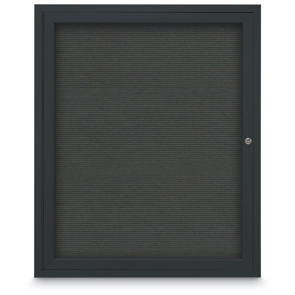 60"x36" 2-Door Enclosed Outdoor Letterboard, Hdr, Grey Felt/Black